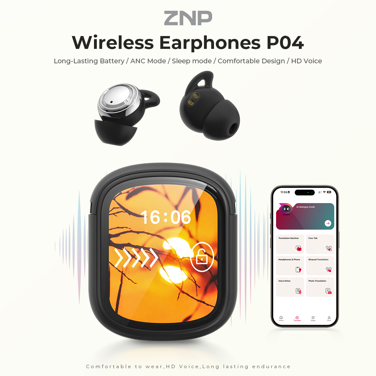 ZNP P04 Sleeping Aid Earbuds A - Earbuds Charging Case 评论和价格