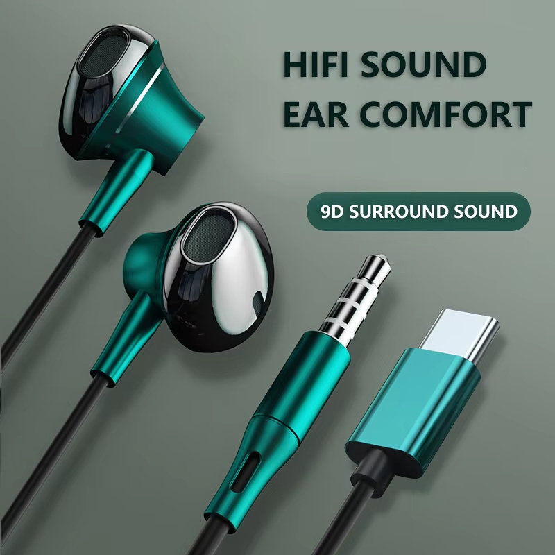 9D Bass Stereo Type C and 3.5m - Wired Earphone Mic 评论和价格
